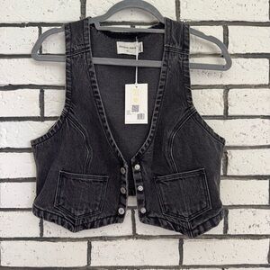 Abrand Black Denim Vest Top